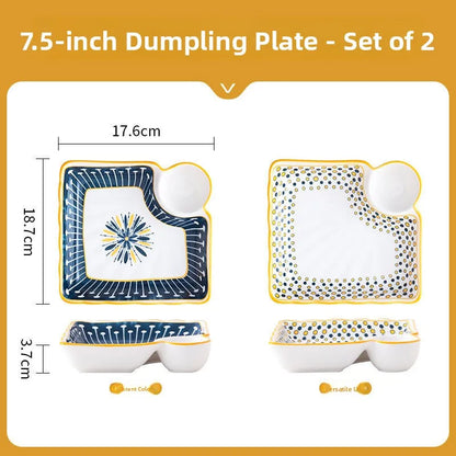 Cerc Plate Dining Di Heat Resistant Dumpling Plate with Vinegar Di Multi Functional Fruit Plate Trendy Network Bestseller