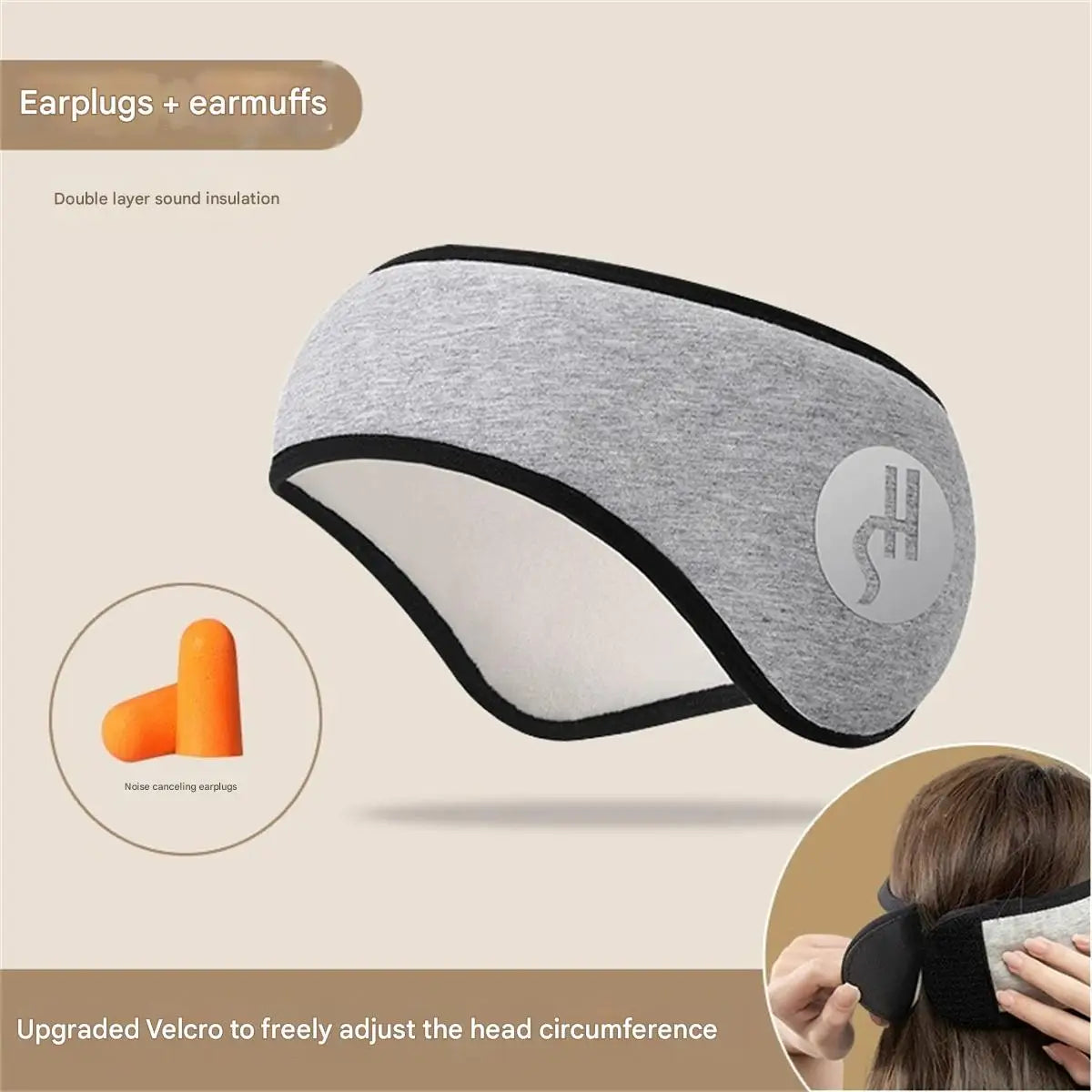 Noise-isolating earmuffs for men and women sleeping and noise reduction in autumn and winter outdoor sports cycling plus velvet