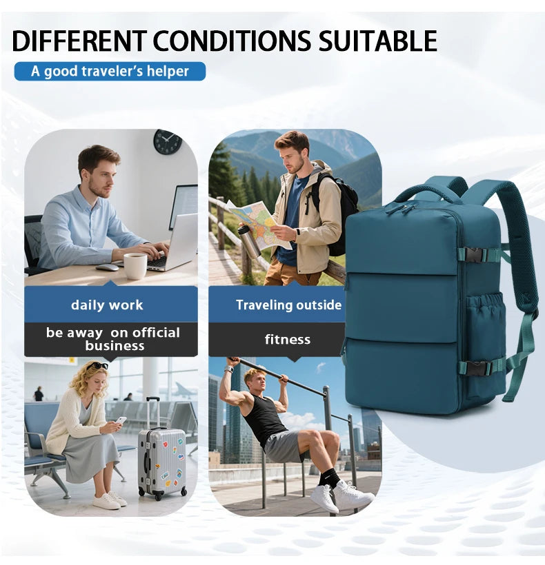 Vacuum compressed luggage backpack, aircraft-certified carry-on backpack, large-capacity multi-functional backpack