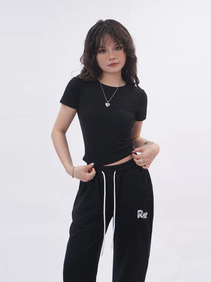 Ele Bal  Embroidery Bla T-irt Sexy Hollow out American Retro Sle ort Sve Street Faion Women's Top