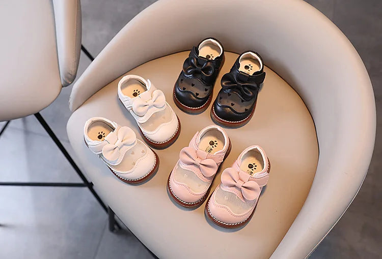 2025 Kids Shoes Baby Girl Walking Shoes with Breathable and Non Slip Mesh Bow Princess Shoes with Non Slip Soft Soles