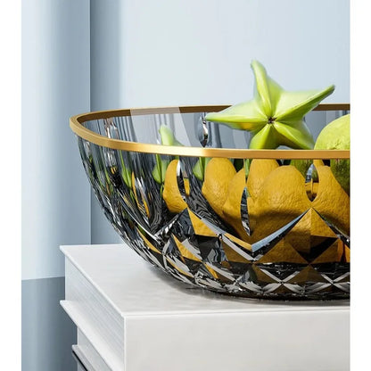 New Household Fruit Bowl Salad Dessert Biscuit Plate Plastic Square Transparent Tray Golden Edge Snack Plates Tableware LIJIAO