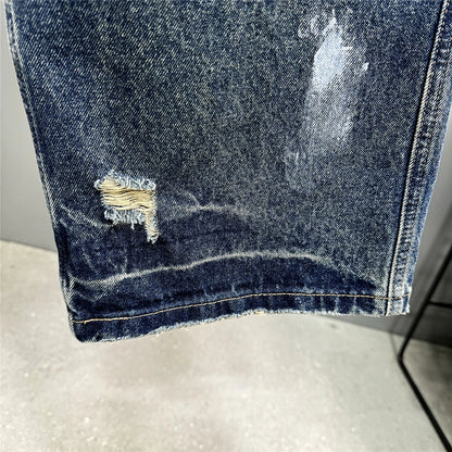High End Men'S Clothing Hip Hop Graffiti Baggy Jeans For Men Streetwear Skateboard Ripped Jeans Korean Trendy Denim Trousers  ( Available )