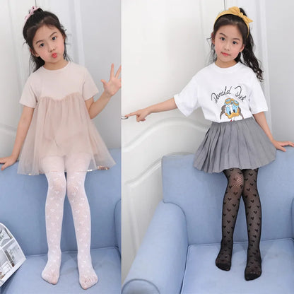 Girls Princess Pantyhose Children Children Summer Thin leggings Mesh Stockings Little Princess White Tight Love Soft Hosiery