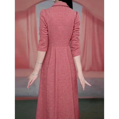 Western-style Women's Dress 2025 Spring Autumn Female Fashion New Temperament Long-sleeved Dresses Korean Shrinking Slim Dress.