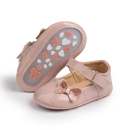 Baby Girl Shoes Newborn PU Leather Bowknot Dress Infants Shoes Rubber Non-Slip Toddler First Walker Baby Shoes Girls