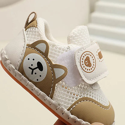 Baby Sneakers Soft Breathable Shoes Spring Summer Infant First Walkers Newborn Outwear Shoes Baby Boy Girl Cute Shoes Khaki, Red