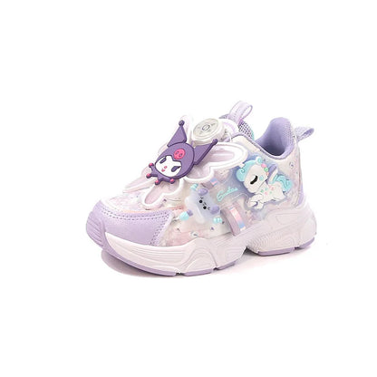 Girls Leather Hook-and-Loop Shoes - Non-Slip Thick Sole Chunky Sneakers Soft Bottom Fashion Casual Shoes for Kids
