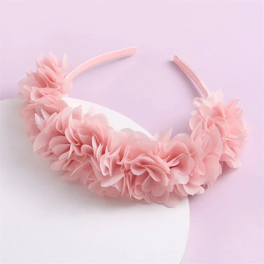 Advanced Handmade Flower Girls Headbands Cute Pearl Feather Wedding Crown Princess Dance Party Headwear Fashion Hoop Accessories