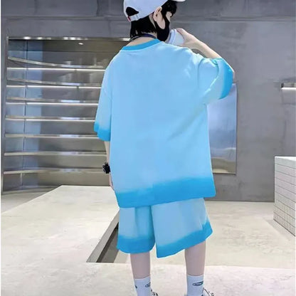 Boys Summer Suits Loose and casual Clothes Fashion Short Sleeves Shirt Shorts Outfits Children Top+Pants Sets 2pcs 4-18T