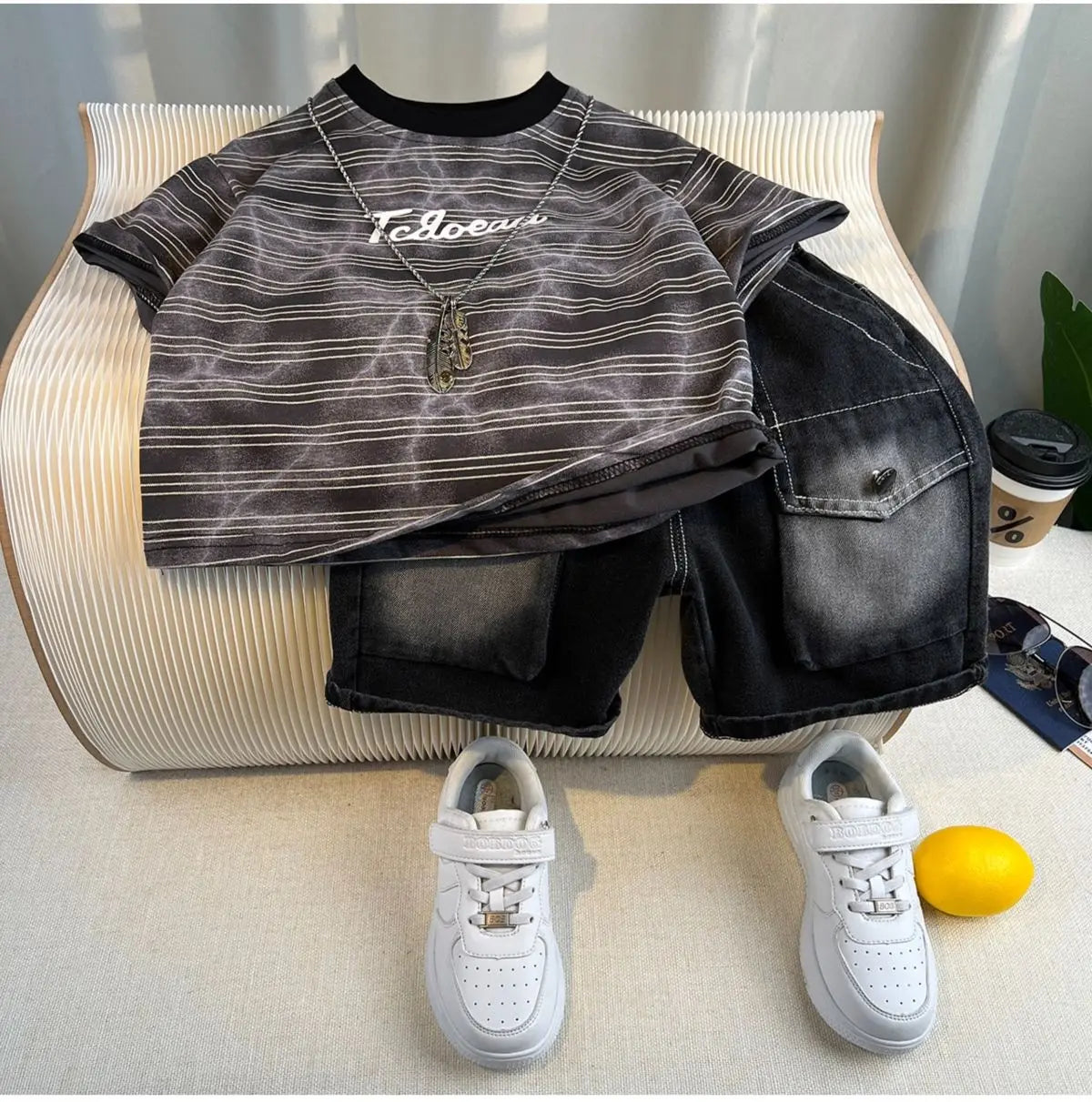 Hot Sale Fashion Baby Boy Suit Summer Clothes Short Sleeve T-shirt Short Jeans 2 Piece Set Kids Outfit Children's Costume
