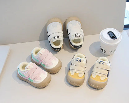 Baby Sneakers Warm Fur Inside Infant Shoes Autumn Winter Little Boys Girls Casual Shoes For Baby Pink, Yellow