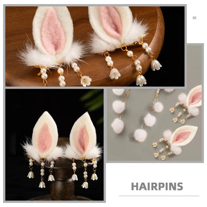 Rabbit Ear Hair Clips Cute Bunny Hairpins for Women Alligator Hair Clips Elegant Daily Party Wedding Photo Shoot
