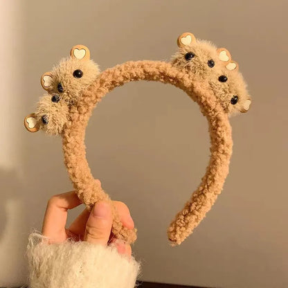 Plush Cute Panda Hair Band Female Autumn Winter Bear High Skull Headband