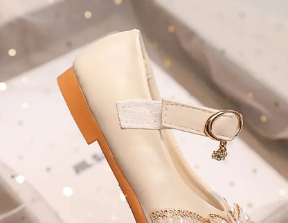 Children Princess Shoes Glitter Party Wedding Shoes for Girls Fashion Rhinestone Toddlers Ballet Flats Causal Kids Leather Shoes