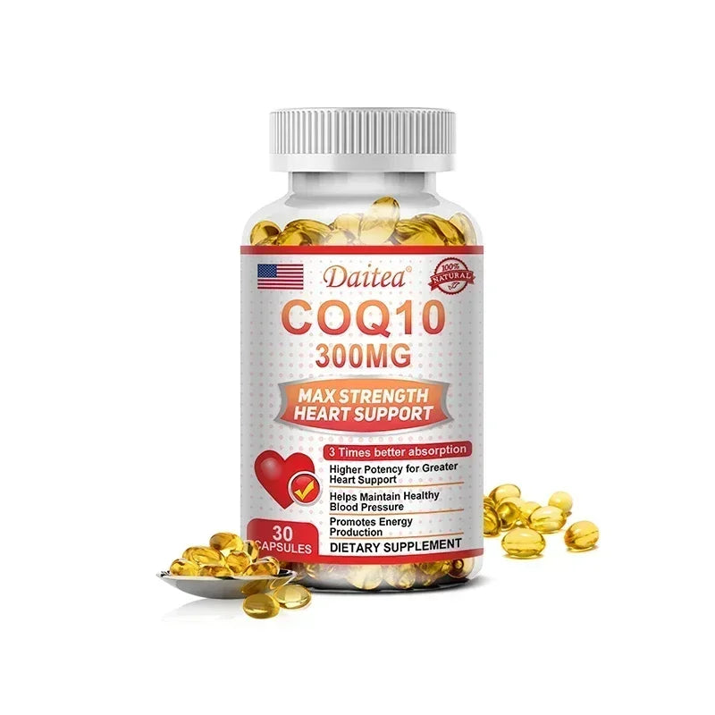Coenzyme Q10 Capsules, 300 Mg Each, To Promote Cardiovascular Health and Heart Health, Provide Energy To Support Joint Health