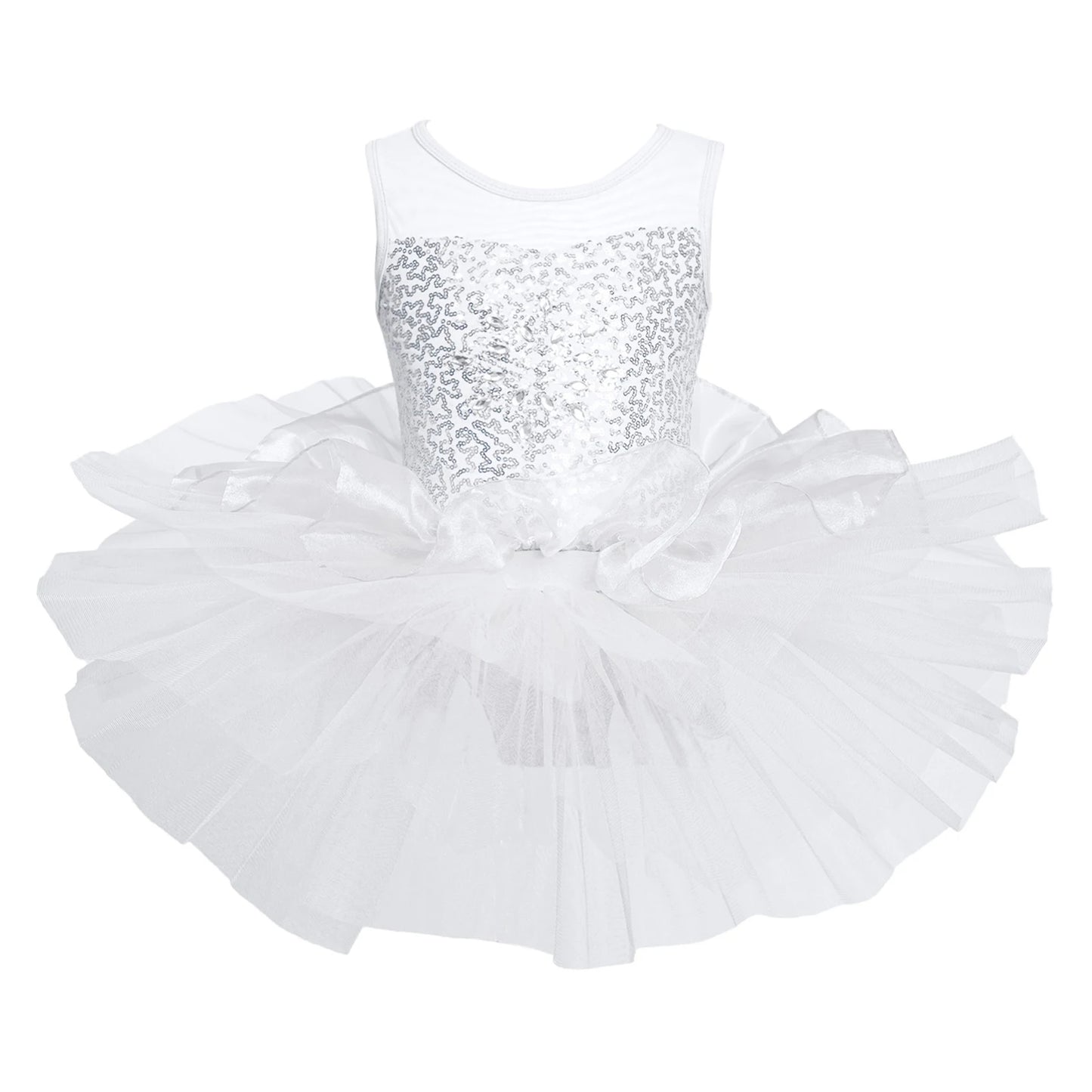Kids Girls Fairy Party Princess Dress Ballet Dance Dress Sleeveless Mesh Splice Gymnastics Leotard Tutu Dress Ballroom Dancewear