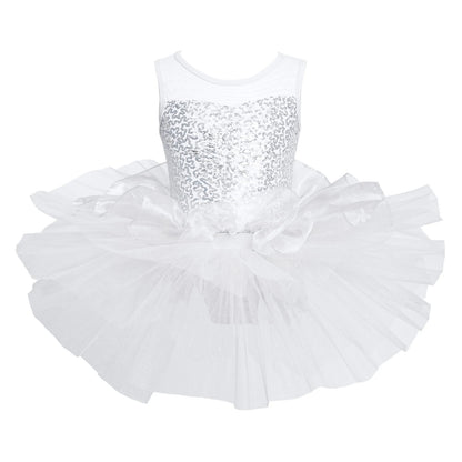Kids Girls Fairy Party Princess Dress Ballet Dance Dress Sleeveless Mesh Splice Gymnastics Leotard Tutu Dress Ballroom Dancewear