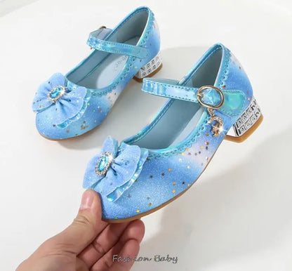Princess Shoes Children Shoes Round-Toe Soft-Sole Big Girls High Heel Princess Crystal Party Shoes Single Shoes