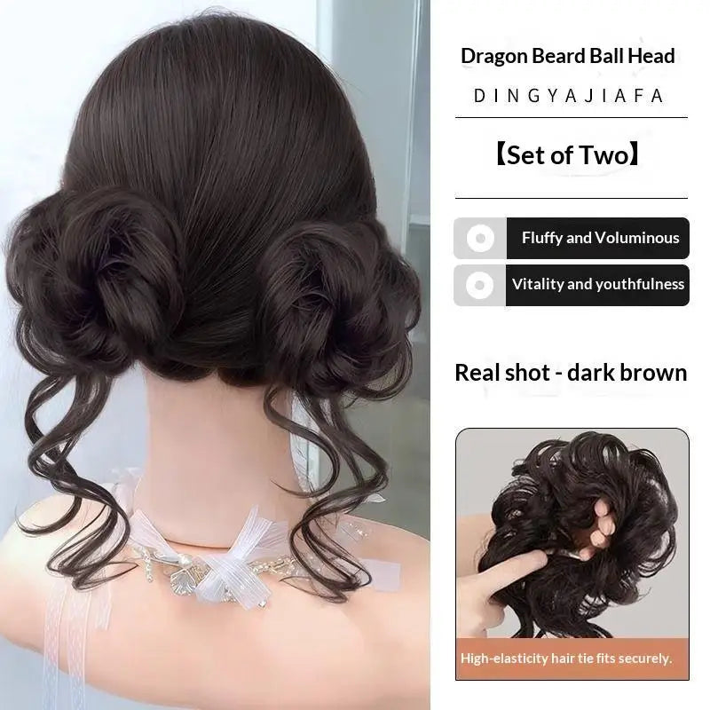 Messy Bun Hair Piece Tousled Updo With Tendrils Hair Bun Extensions Wavy Curly Hair For Women (Available)
