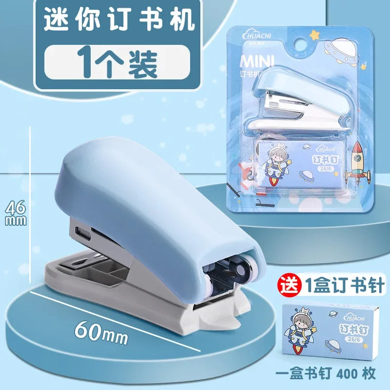 Mini Stapler Set with Staples Cute Rabbit Bear Paper Binder Stationery Office Binding Tools School Supplies
