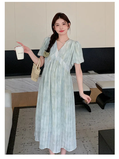 Pregnant Women's Dress Summer 2025 Fashionable Western Style Loose Belly Covering French High Waisted Long Skirt
