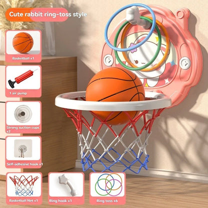 New Children's Basketball Frame Indoor Shooting Hanging Baby Basketball Stand 1-5 Year Old Baby Home Ball Toy No Punching