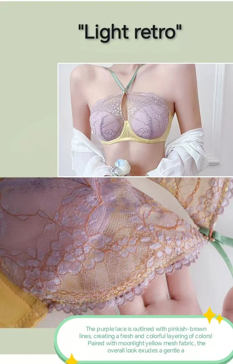 New Sexy Lingerie For Women Thin Large Chest To Show Small Chest Spicy Girl Bra Set Push Up Anti-sagging Bra
