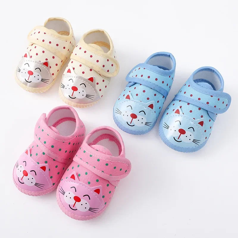 Newborn Baby Boy Girls Shoes Spring Autumn Lovely Floral Embroidery Anti-Slip Sneaker Crib Shoes Soft Cotton Cute First Walkers (Available)