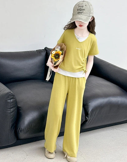 Child Summer Outfit Clothes for Teens Elementary Kids Girl Set Sweatshirt Korean Reviews Many Girls Student Suit 11