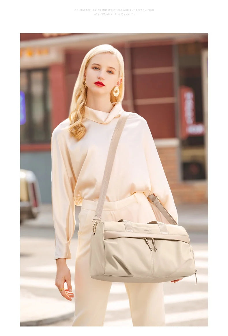 GOLF Travel Bag Hand Luggage Women Duffle Bag with Shoe Compartment Foldable Nylon Travel Handbag Lightweight Dry Wet Separation