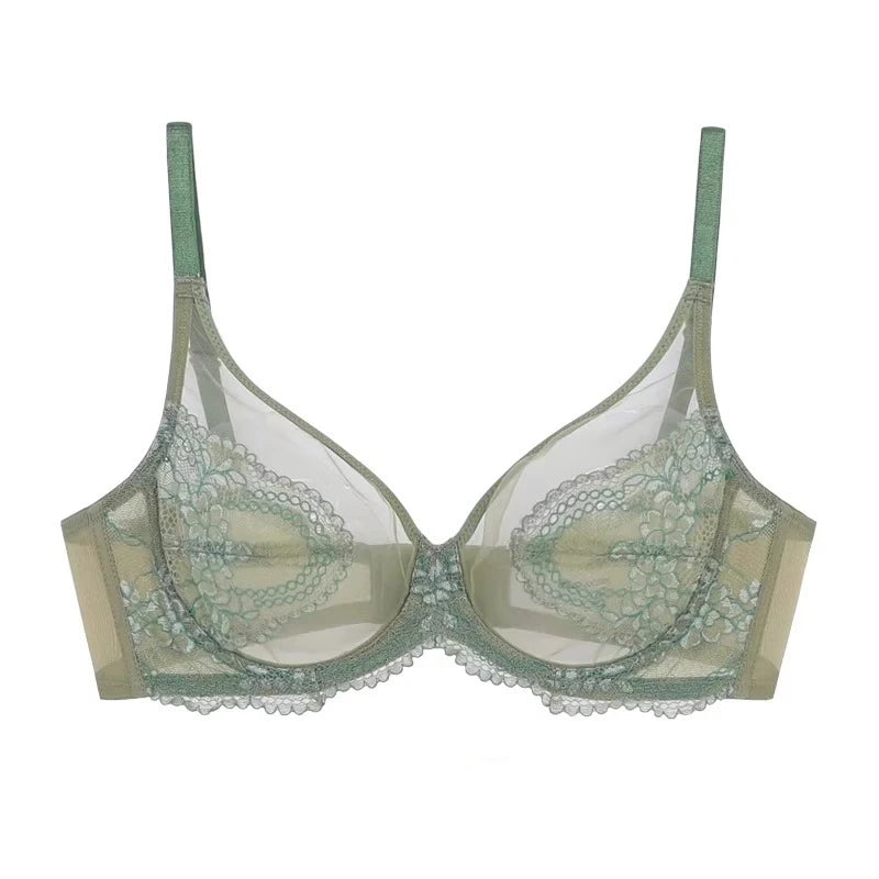 Seamless Lace Bra Breathable Ice Silk Unlined Brassiere Underwear Women's Sexy Push Up Wire Free Ultra-thin Bralette Lingerie