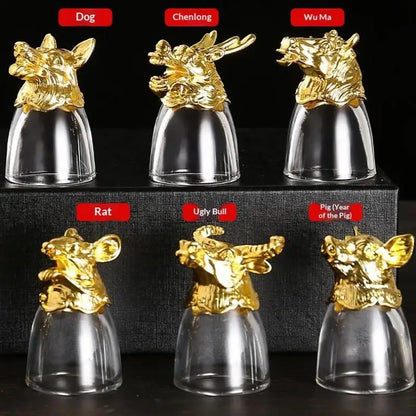 12Pcs/Set Zodiac Liquor Wine Glass Set Household Small Wine Glasses Hip Flasks Imitation Drinkware Exquisite Gift