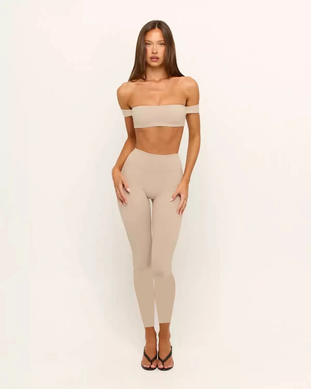 PMWRUN Women's Off - the - Shoulder Yoga Crop Top with High Waist Leggings Set, Stretchy and Breathable for Gym & Workout