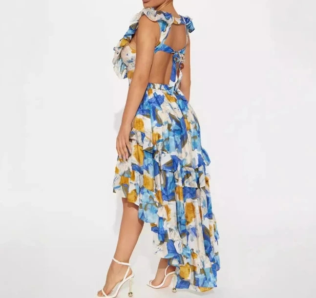 Elegant Dresses for Women Bohemian Casual Style Fashionable Printed Vacation Long Dress Shipped Within 48 Hours