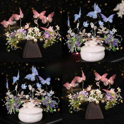 Creative Forest Garland Headdress Butterfly Floral Crown Wedding Head Princess Headband