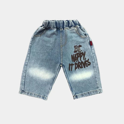 Boys Summer Clothing Set Letter Print Short Sleeved T-shirt+Denim Shorts 2Pcs Suit For Kids Handsome Casual Outfit