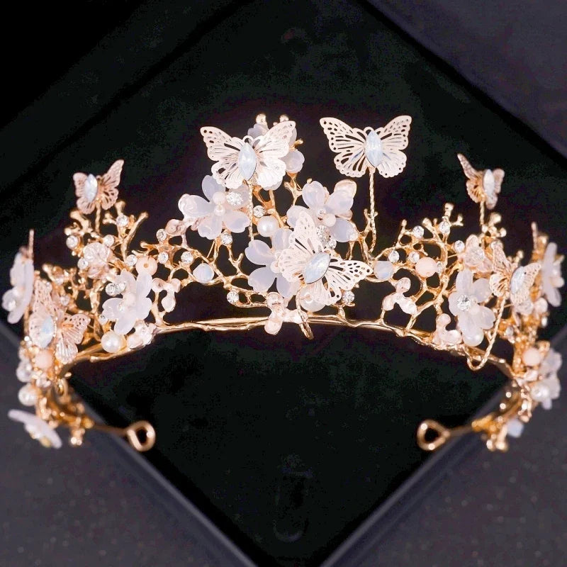 Gold Crystal Tiaras And Crowns Headband Rhinestone Prom Diadem Crown Bridal Wedding Hair Accessories Jewelry Crown Tiara Gift