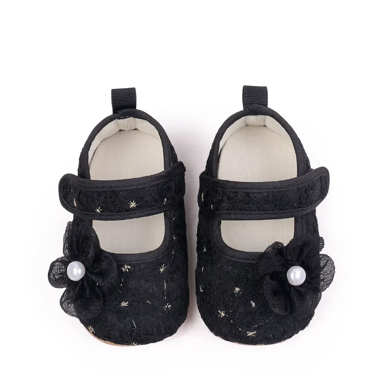 Baby Girls Princess First Walking Toddler Shoes With High Quality Embroidery Design And TPR Sole For 0-18M Baby