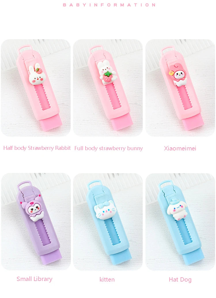 1Pcs Creative Push-pull Cartoon Eraser Macaron Colored Eraser Telescopic Kawaii Children's Pencil Eraser Student Stationery