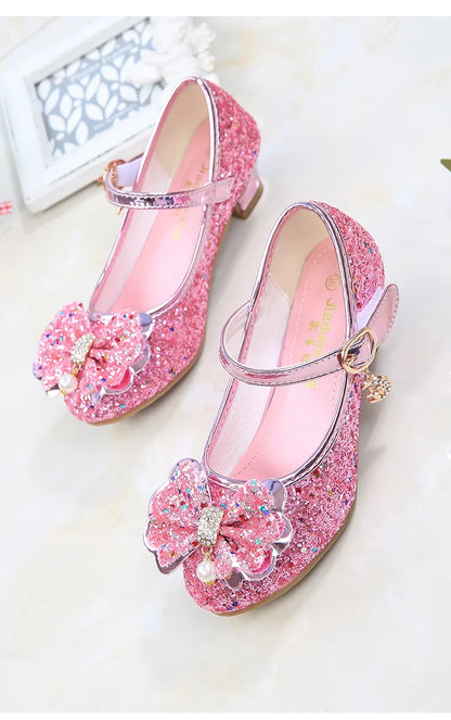 Children's Shoes  Princess Shoes Girl's Fashion Sandals Crystal Princess Shoes Blue Pink Silver