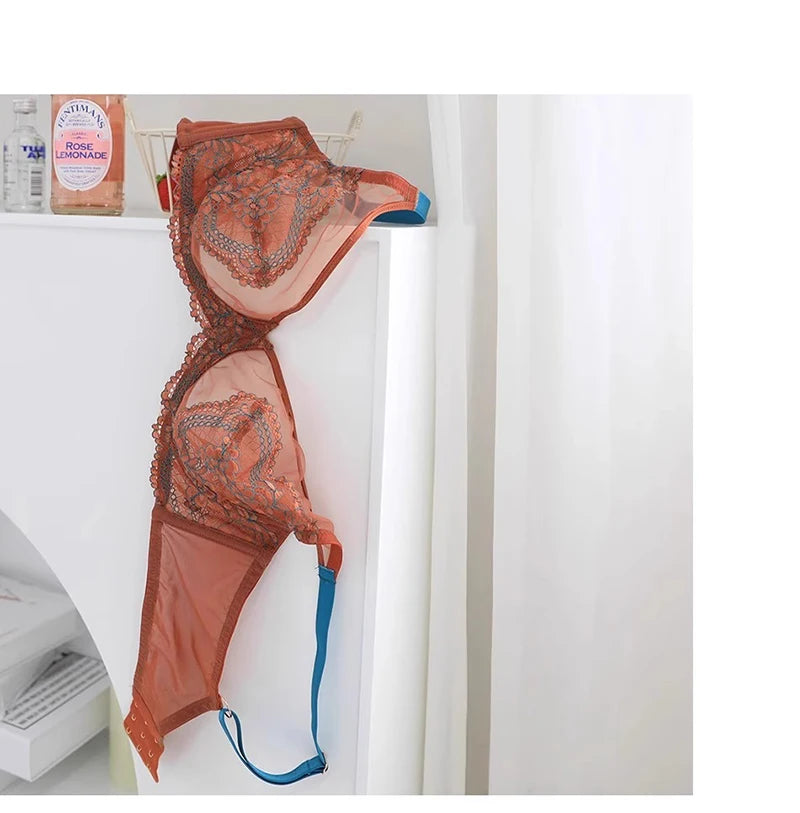 Seamless Lace Bra Breathable Ice Silk Unlined Brassiere Underwear Women's Sexy Push Up Wire Free Ultra-thin Bralette Lingerie