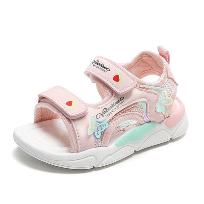 Sandalias Princess Sandals Summer New Cartoon Girl Shoe Soft Sole Baby Sandals Fashion Beach Shoe Flat Sandals Kid Shoe