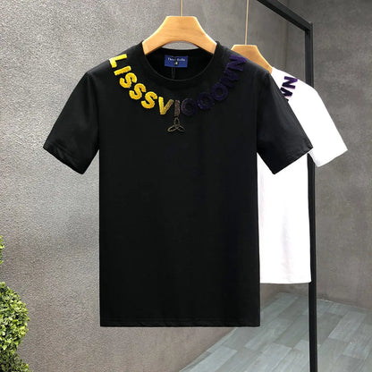 Popular Letters Handsome Short-sleeved T-shirt Men's Trendy Brand Round Neck New Men's Casual T-shirt(Available)