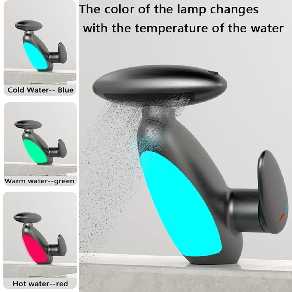 Bathroom Faucet with LED lighting Multi Functional Luxury Personality Drawing Faucet Cold and Hot faucet for household or Hotel