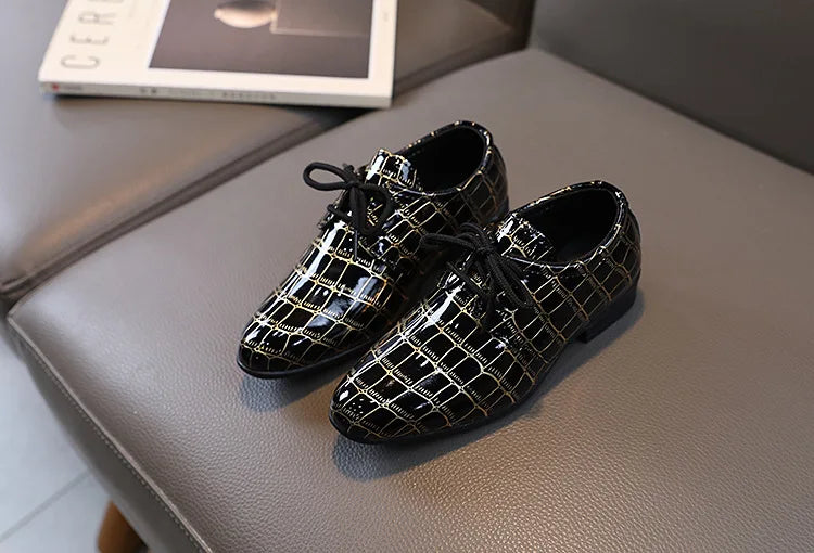 Boys Leather Shoes Kids Flats Causal Children's Wedding Shoes for Toddlers Black Fashion Student Non-slip for School Performance