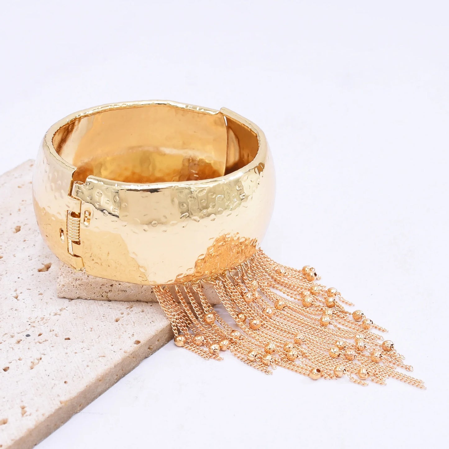 Trendy Simple Bead Chain Tassel Bracelet for Women New Hip Hop Rock Exaggerated Festival Party Wide Bracelet Jewelry Accessories