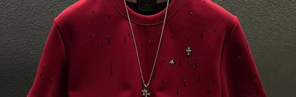 Spring New Heavy Work Light Luxury Custom Short Sleeve T-shirt Top Meteor Full Diamond T-shirt Round Neck Short Sleeve