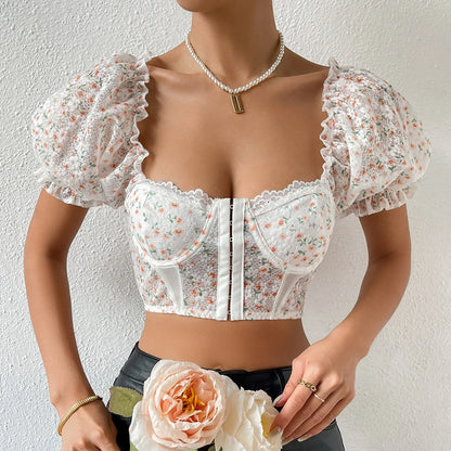 Sexy Low Cut Printed Vest Button Detailing Crop Top Trendy Streetwear Sle Slim Fit Design for Young Women in Their 20s