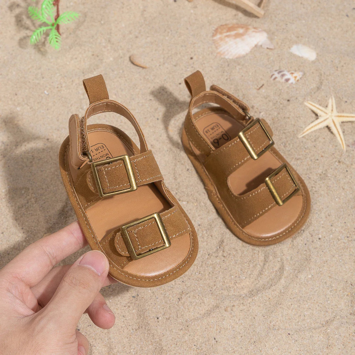 Casual Style Buckle Decoration Beach Baby Sandals Anti-slip Comfortable Soft-soled Baby First Walkers